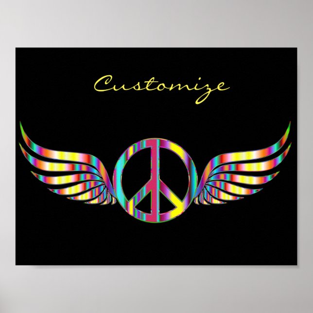 Póster Símbolo de paz hippie alado Thunder_Cove (Frente)