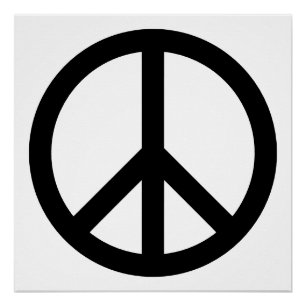 Póster Símbolo de paz negro retro