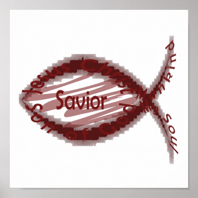 Póster Símbolo de pez salvador Jesús (Frente)