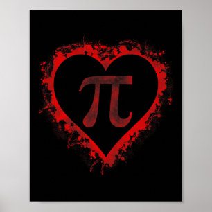 Póster Símbolo de Pi Day Día de San Valentín de corazón N