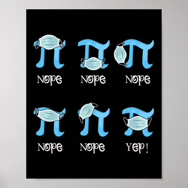 Póster Símbolo De Pi Day Funny Pi Con Máscara De Estudian (Frente)