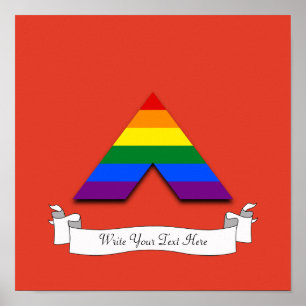 Póster Símbolo de pirámide de aliado directo LGBT