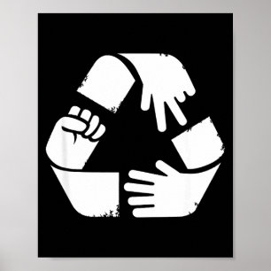 Póster Símbolo de reciclaje de tijeras de papel de roca,