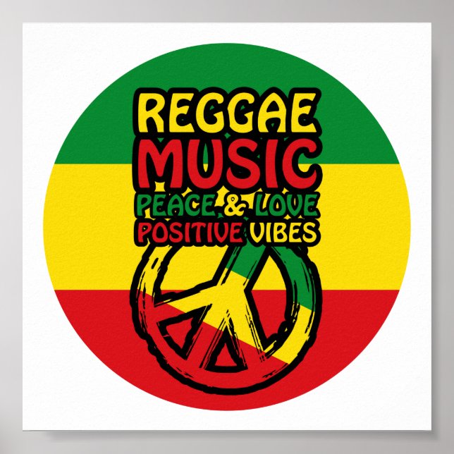 Póster Símbolo de reggae y paz con citas positivas (Frente)