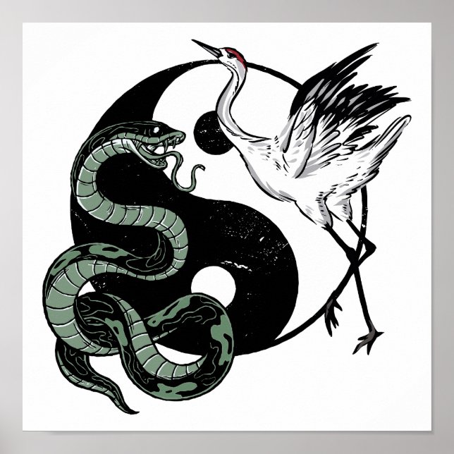 Póster Símbolo de serpiente y grúa de Yin yang (Frente)