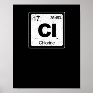Póster Símbolo de tabla periódica de cloro químico divert