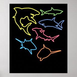 Póster Símbolo de tiburón - Regalos de amantes del tiburó