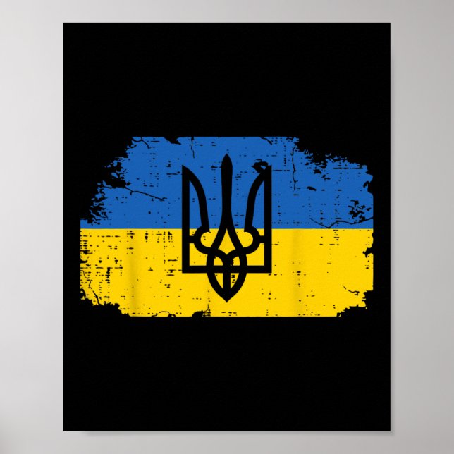 Póster Símbolo de tridente de la bandera de Ucrania Tryzu (Frente)