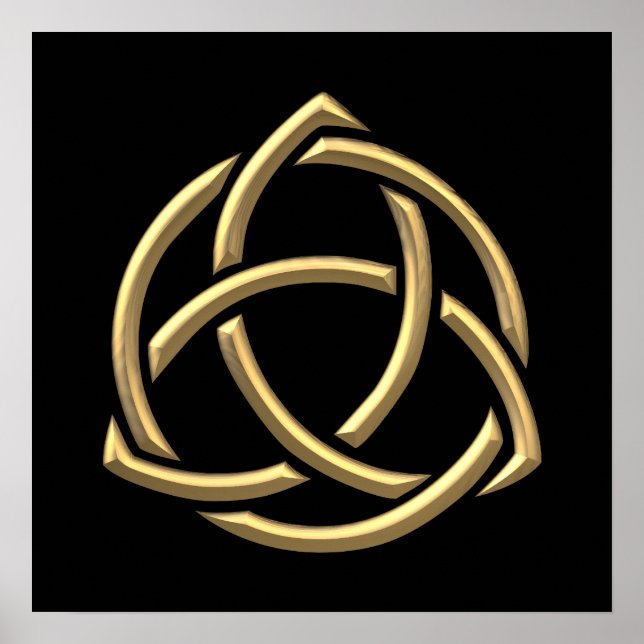 Póster Símbolo de trinidad sagrada Golden "3-D" 2 (Frente)