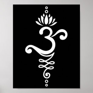 Póster Símbolo de yoga Om Mantra con flor de loto y Unalo