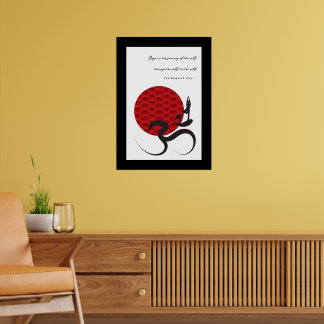 Póster Símbolo de yoga y sol rojo Om Ohm Poster espiritua