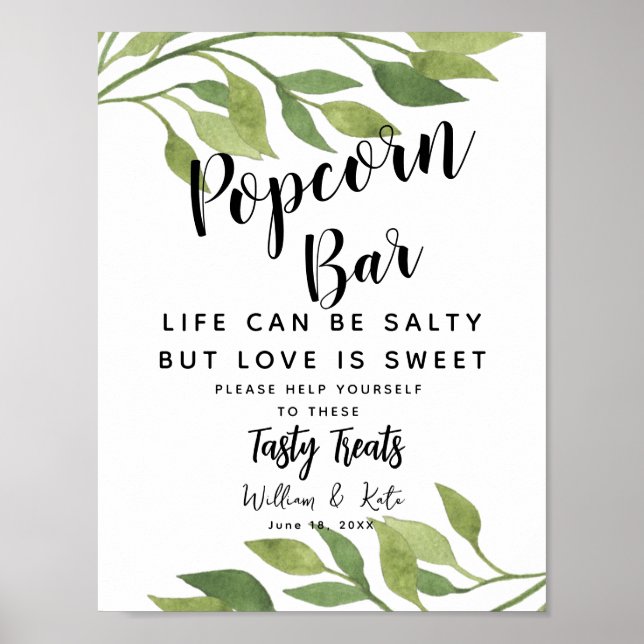 Póster símbolo del boda de la barra de palomitas (Frente)