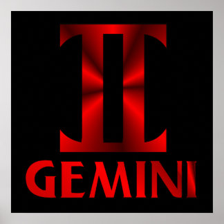 Póster Símbolo del horóscopo Gemini rojo