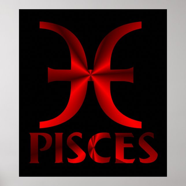 Póster Símbolo del horóscopo Red Pisces (Frente)