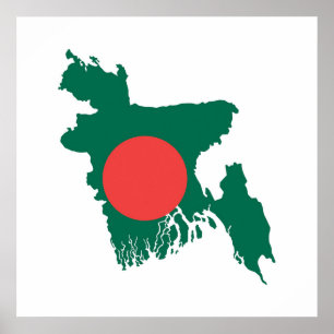 Póster símbolo del mapa de la bandera de Bangladesh