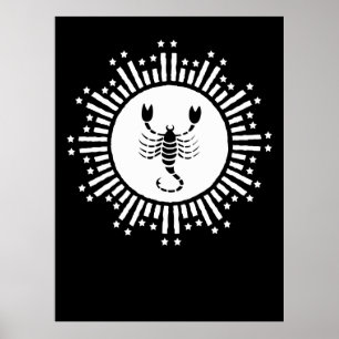 Póster Símbolo del Zodiaco Escorpio con Estallido de Estr