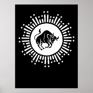 Póster Símbolo del Zodiaco Tauro con Estallido Celestial