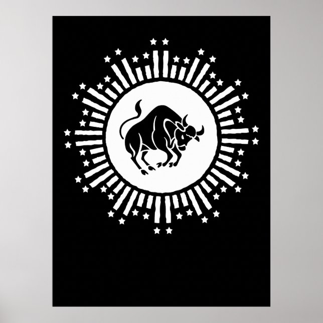 Póster Símbolo del Zodiaco Tauro con Estallido Celestial (Frente)