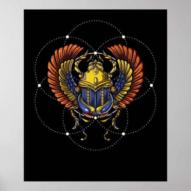 Póster Símbolo egipcio de escarabajo de Scarab Geometría  (Frente)