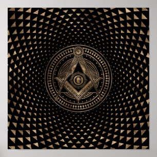Póster Símbolo freemasonico cuadrado y brújulas