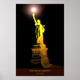 Póster Símbolo icónico: Afiche de viaje con estatua de la