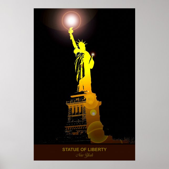 Póster Símbolo icónico: Afiche de viaje con estatua de la (Frente)