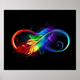 Póster Símbolo infinito con pluma arco iris