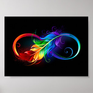 Póster Símbolo infinito con pluma arco iris
