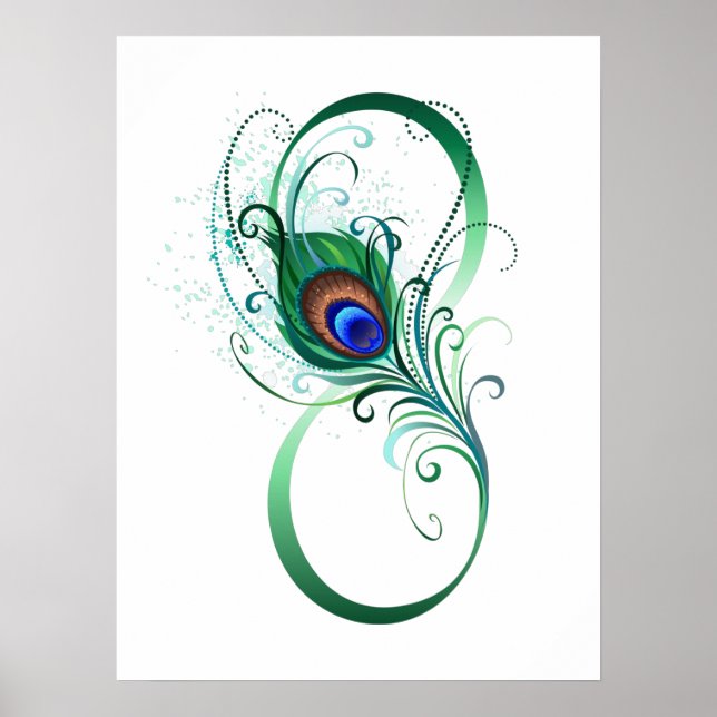 Póster Símbolo infinito con pluma de pavo real (Frente)