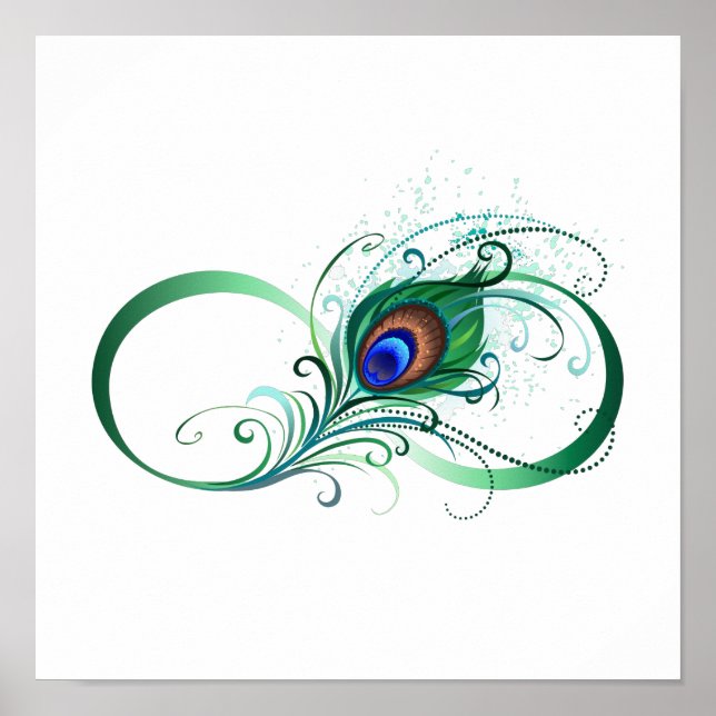 Póster Símbolo infinito con pluma de pavo real (Frente)