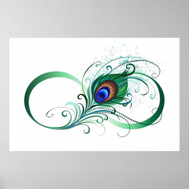 Póster Símbolo infinito con pluma de pavo real (Frente)