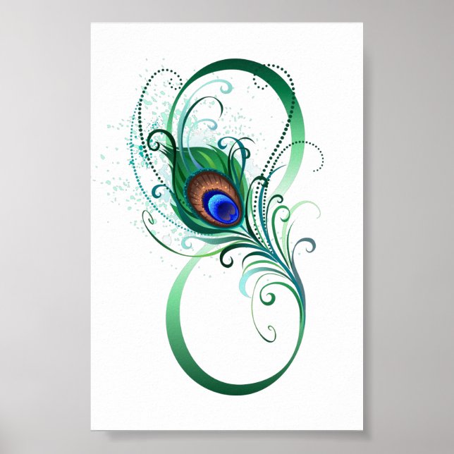 Póster Símbolo infinito con pluma de pavo real (Frente)