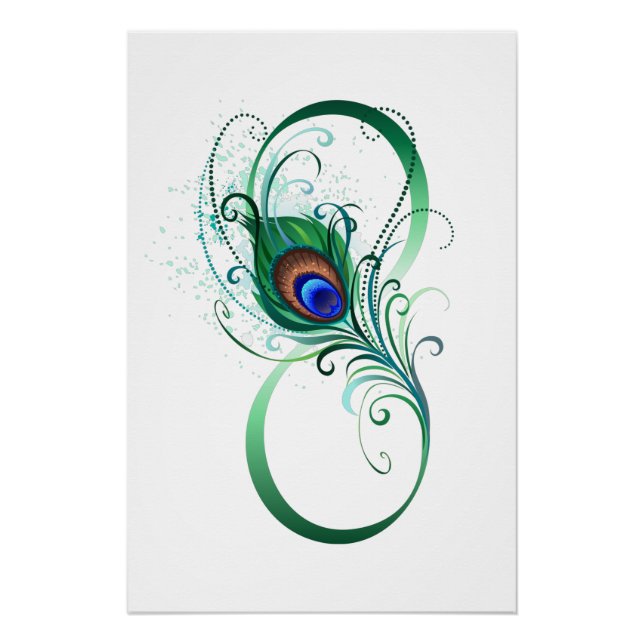 Póster Símbolo infinito con pluma de pavo real (Anverso)