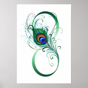 Póster Símbolo infinito con pluma de pavo real