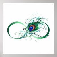 Símbolo infinito con pluma de pavo real