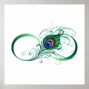 Póster Símbolo infinito con pluma de pavo real