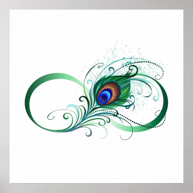 Póster Símbolo infinito con pluma de pavo real (Frente)