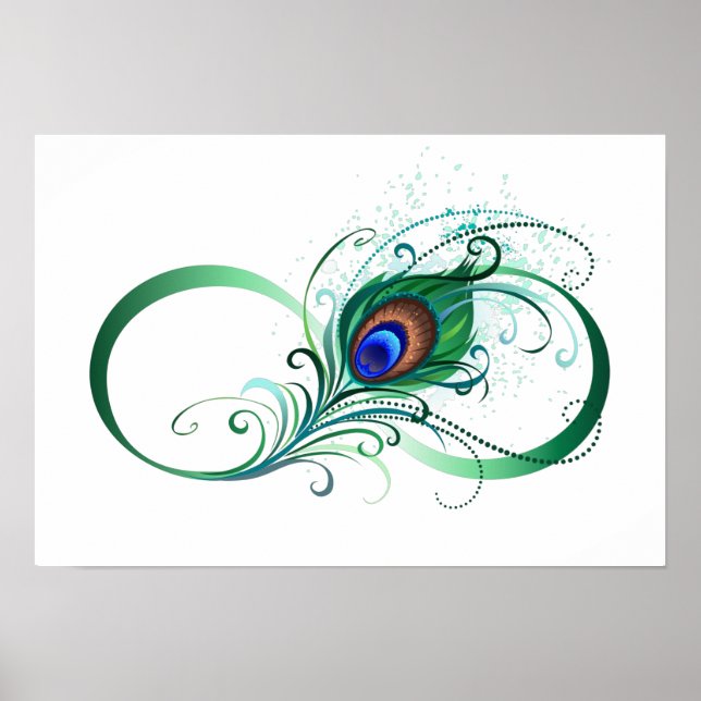 Póster Símbolo infinito con pluma de pavo real (Frente)