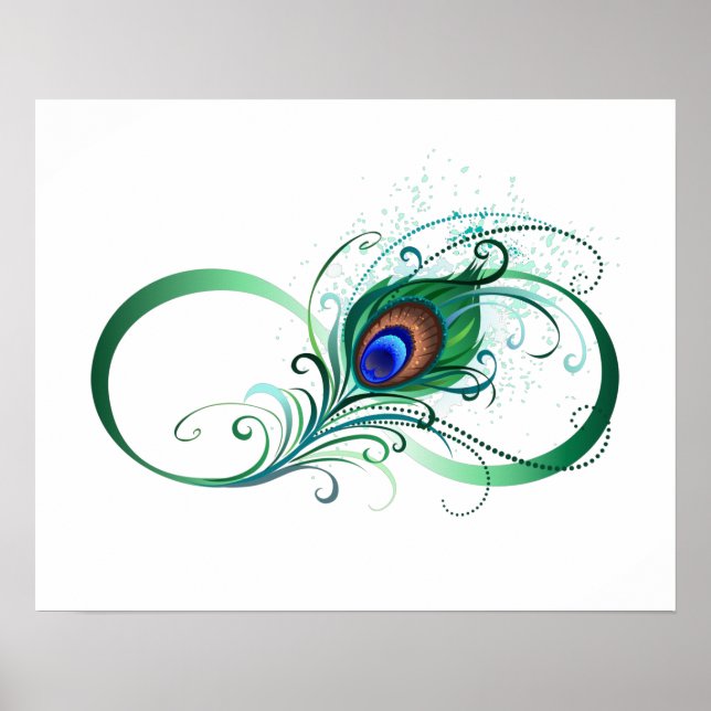 Póster Símbolo infinito con pluma de pavo real (Frente)