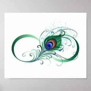 Póster Símbolo infinito con pluma de pavo real