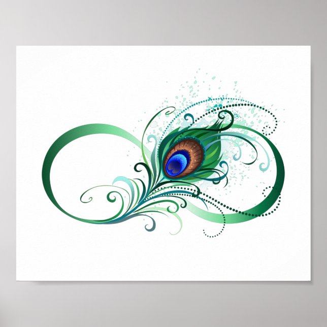 Póster Símbolo infinito con pluma de pavo real (Frente)
