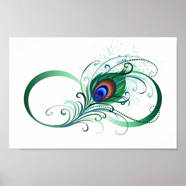 Póster Símbolo infinito con pluma de pavo real (Frente)