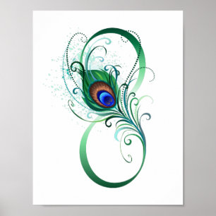 Póster Símbolo infinito con pluma de pavo real
