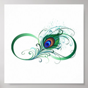 Póster Símbolo infinito con pluma de pavo real