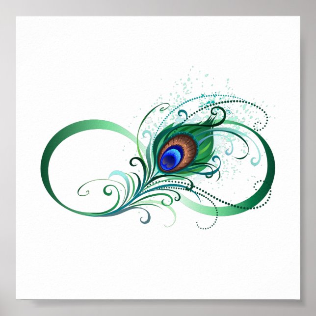 Póster Símbolo infinito con pluma de pavo real (Frente)