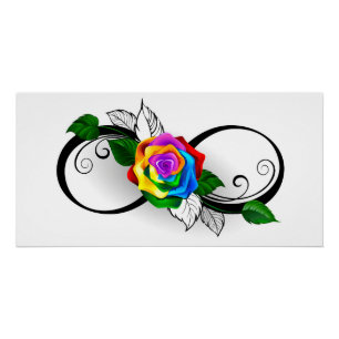Póster Símbolo infinito con Rosa arcoiris