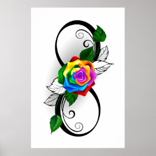 Póster Símbolo infinito con Rosa arcoiris
