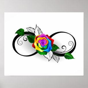Póster Símbolo infinito con Rosa arcoiris