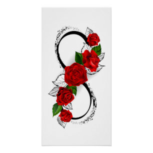 Póster Símbolo infinito con rosas rojas