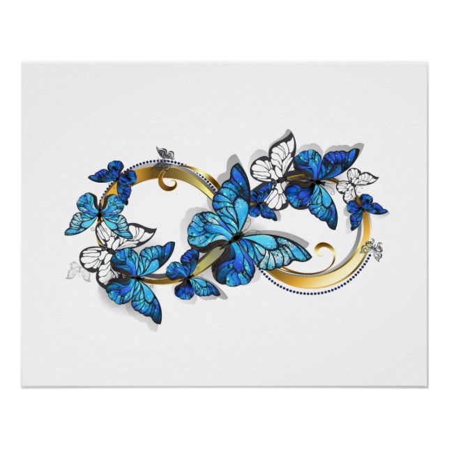 Póster Símbolo infinito de mariposas Morpho azules (Anverso)